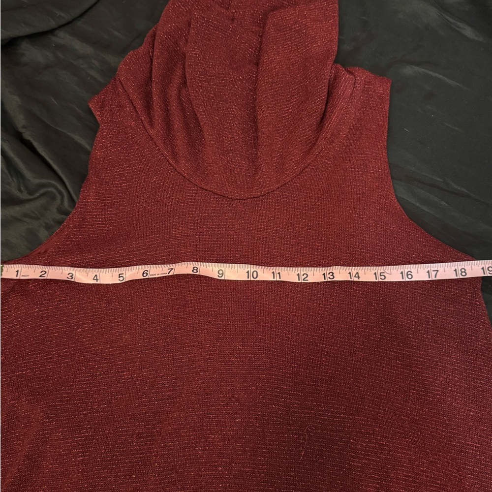 C Metallic Shimmer Sleeveless Cowl Neck Knit Dress L Evening Stretchy - Picture 6 of 8